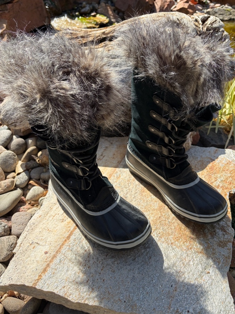 Sorel Joan of Arctic Women's Snow Boots Black Faux Fur Waterproof Size 9